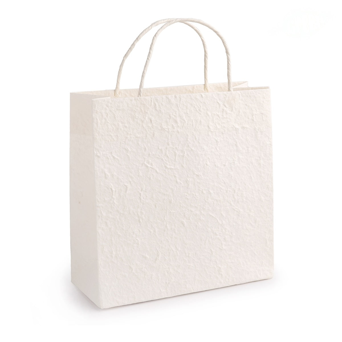 Witte draagtas van handgeschept papier, 20 x 20 x 8 cm - Kadopapier.net