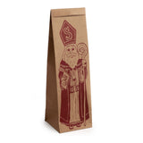 Sintzakje kraft met rode Sinterklaas print, 8 x 8 x 28 cm - Kadopapier.net