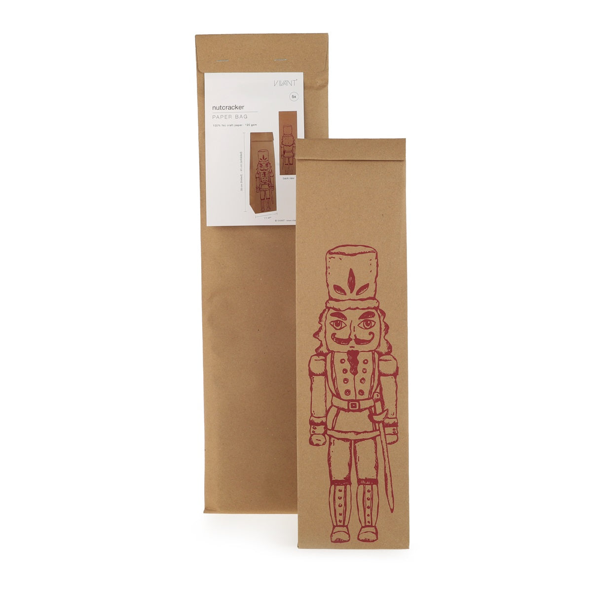 Kraft flessenzak 45 cm met notenkraker, met verpakking - Kadopapier.net