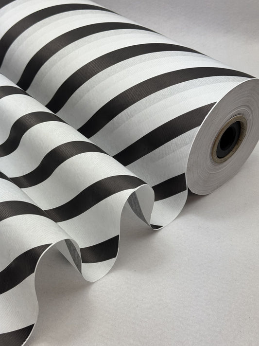 Wit/zwart/zilver gestreept Vloeipapier Rol - 50 cm Breed, 400 Meter Lang