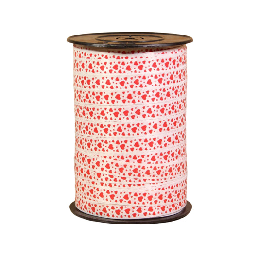 Hartjes krullint Wit-Rood - Kadopapier.net