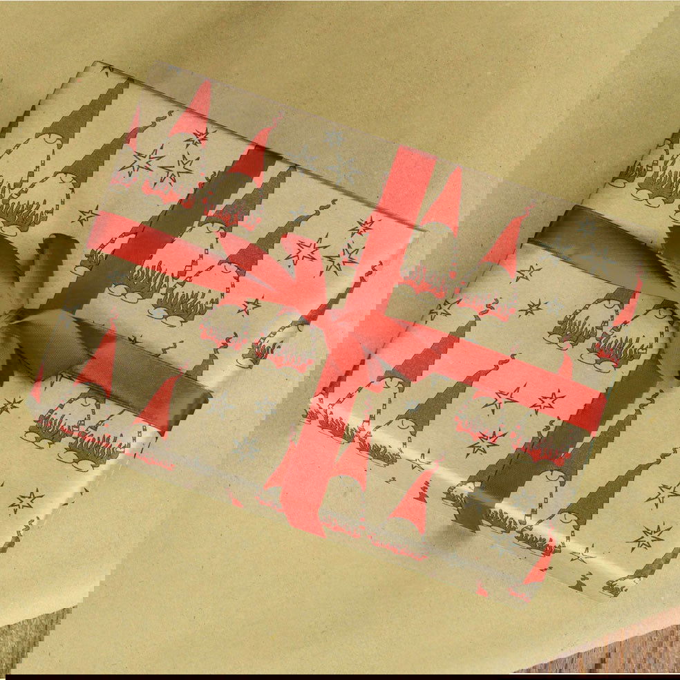 Kerstpapier kraft Kabouters - Kadopapier.net