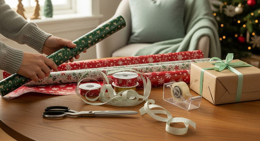 sfeervol kerstcadeau inpakken, voorbereiding