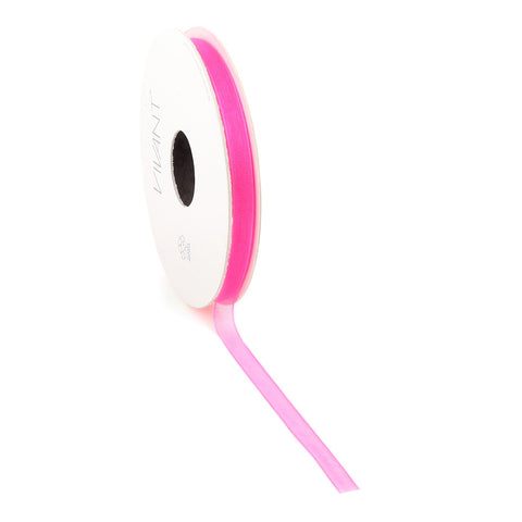Neon Roze Luxe Organzalint 20/50 Meter – Geweven Rand, 7mm/15mm