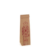 Kraft flessenzak met rode notenkraker, 8 x 8 x 33 cm - Kadopapier.net