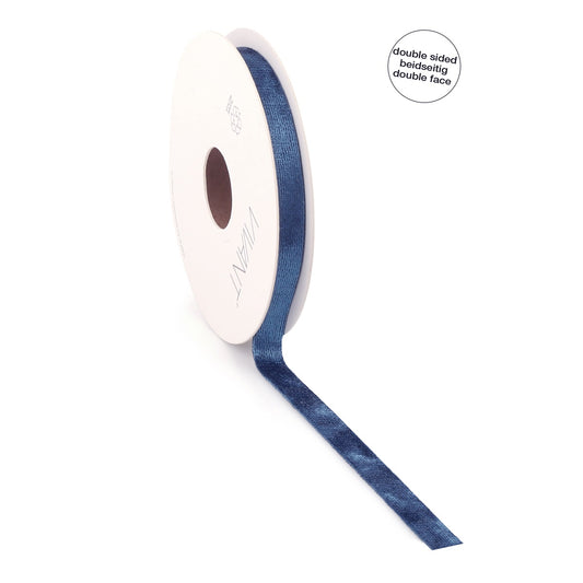 Doppelseitiges Samtband Blau - Double Face - 10mm 25mm 40mm - Rolle 5 Meter