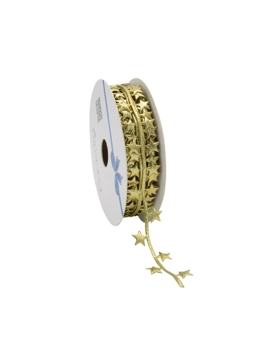 Lurex Kerstlint Sterren Goud