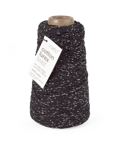 Cotton rope black - silver for creative projects