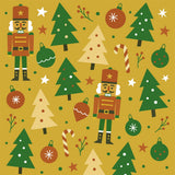 Nutcracker Joy - Kerst Inpakpapier - Notenkrakers op Oker