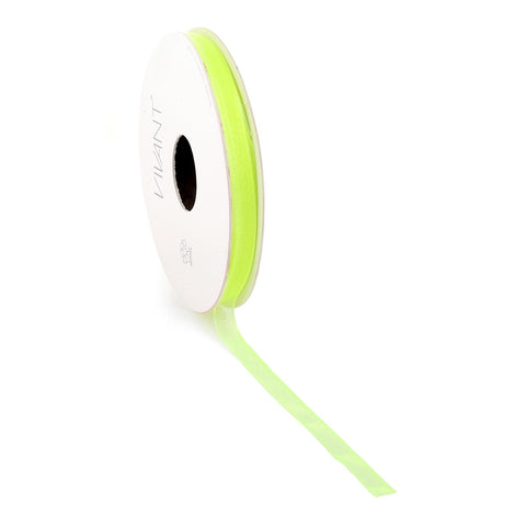 Neon Geel Luxe Organzalint 20/50 Meter – Geweven Rand, 7mm/15mm