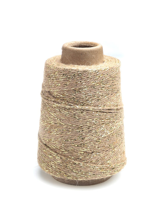 High-gloss jute rope with gold thread for creative projects