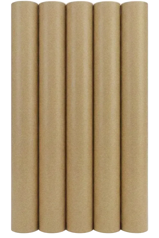 Kraft Pure – Klassiek Geribd Inpakpapier  – 70 cm x 5 m – set van 5 rollen