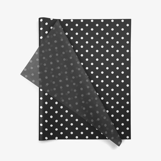 Tissue paper Black with white dots 36x50 cm &amp; 50x76 cm