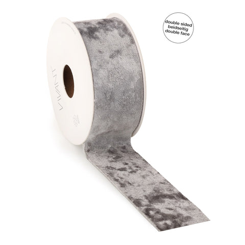 Double Face Velvet Band Silber - Beidseitiger Samt - Luxuriöse Optik - 3 Breiten - 5 Meter