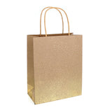 Kraft draagtas met gouden glitterverloop, 24,5 x 20 cm - Kadopapier.net