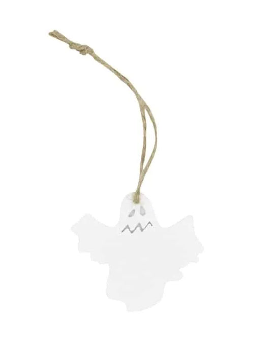 Houten hanger Spook (24 stuks) – Wit | 5 cm x 5,5 cm