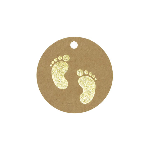 Kraftlabel Baby Feet Gold - 50mm - 50 pieces