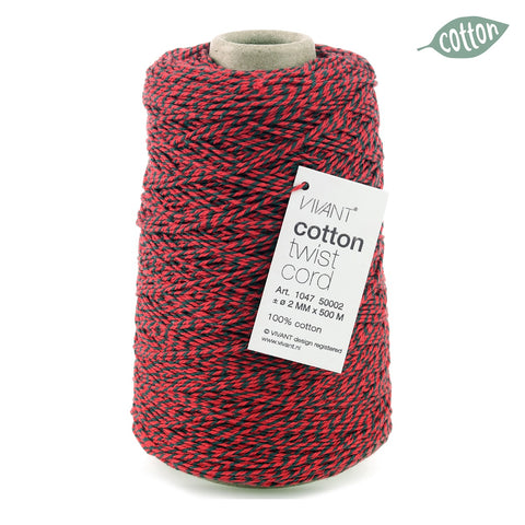 Cotton cord red green for creative projects and crafts