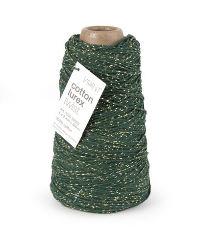 Cotton rope dark green - gold for creative projects
