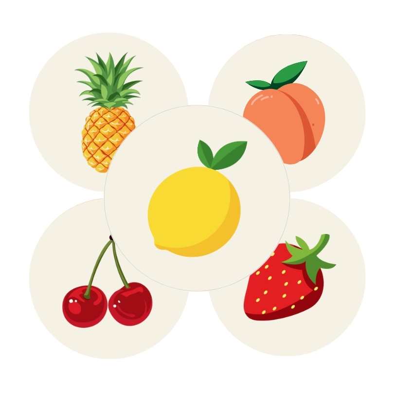 Fruity Mix Etiketten – 250 Stuks Ronde Fruitstickers 40mm