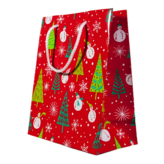 Christmas Shopping Bag Red – Set of 12 | 11.3x6.4x14.3 cm, 15.5+6x20 cm, 19+10x23 cm