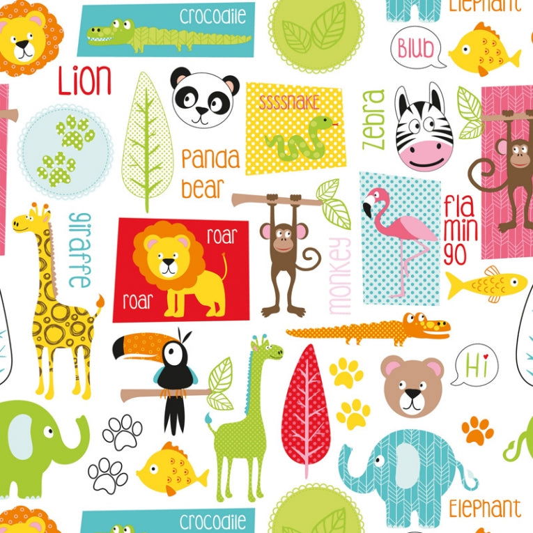 Kinder inpakpapier Dieren Retro - Kadopapier.net