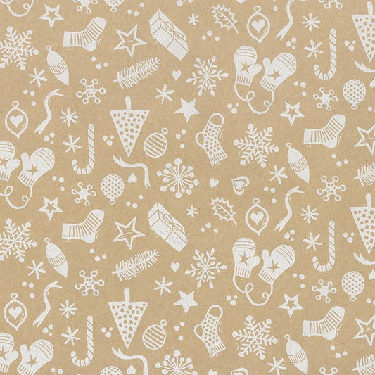 Kraft Kerstpapier Witte Afbeeldingen - Kadopapier.net
