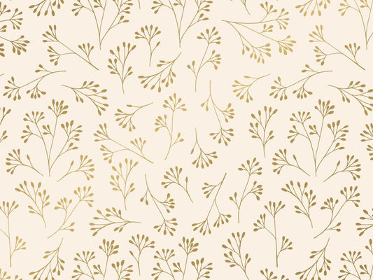 Wrapping Paper Eloise Gold 30/50/70 cm x 100/200 m | Luxury Gift Wrapping Paper with White Twigs - Sold Out -