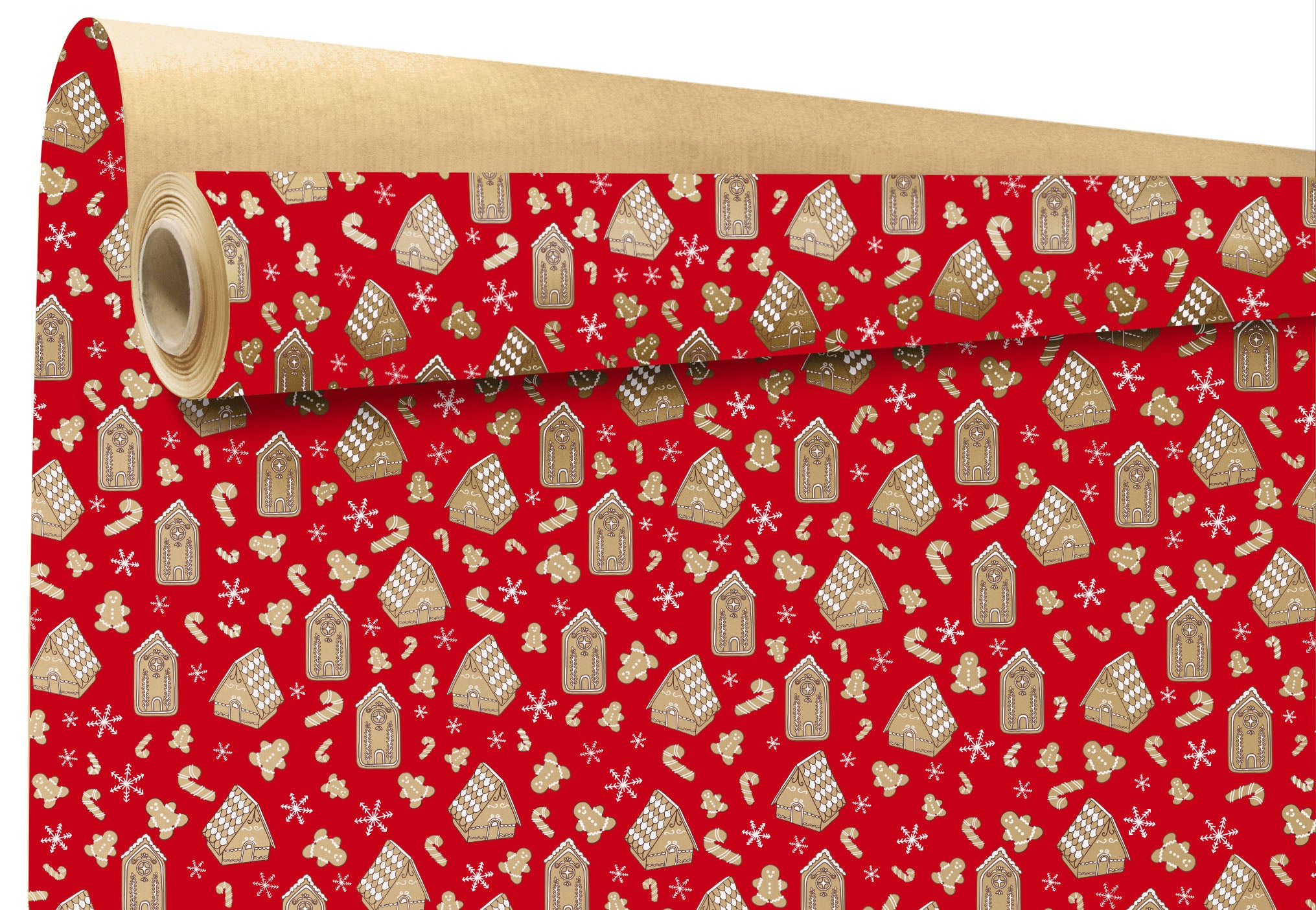 Kerst Inpakpapier Kraft Gingerbread – 69cm x 25m