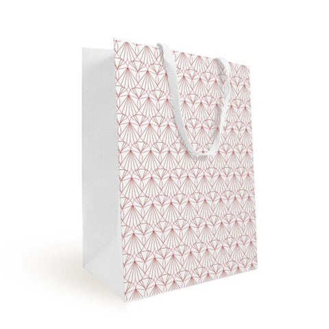 Kristal Wit Koper - Luxe papieren Tas - Stoffen Handvatten - Kraft 190g/m² - Verpakking x10