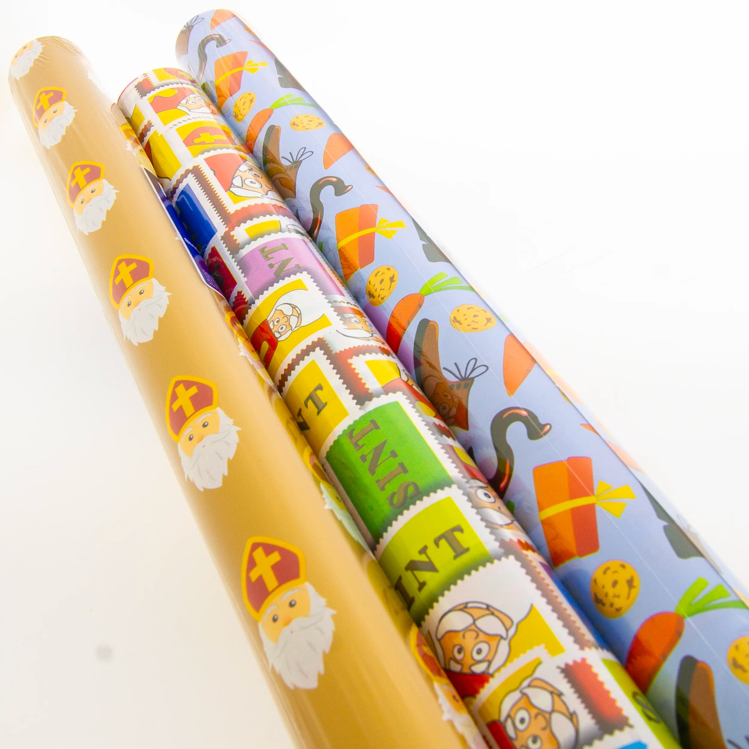 Sinterklaas Inpakpapier - Assortiment van 3 rollen - 70x200 cm - Kleurrijke Sint Prints