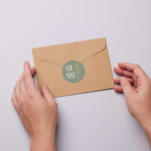 For You! | goud/olijfgroen | 250st. -Sticker-Etiket-