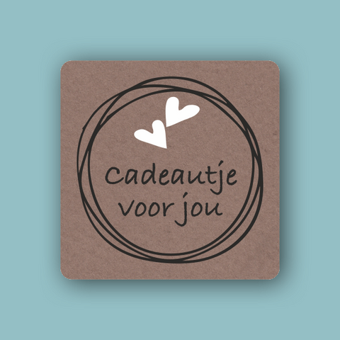 Vierkant Kraft etiket Cadeautje voor jou - Kadopapier.net