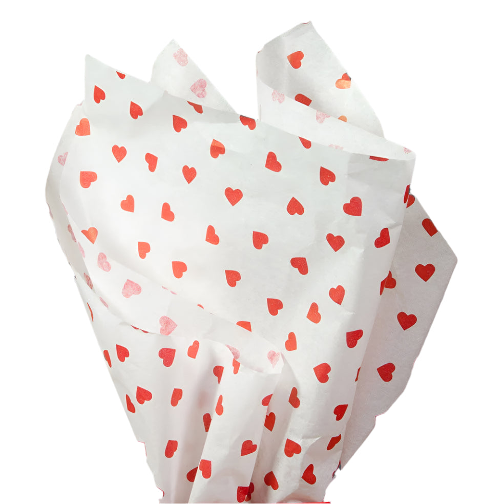 Valentines Inpakpapier ENORM Groot 84x60cm - 4 Vellen + Labels Red Hearts