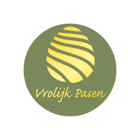 Paas Etiketten Vrolijk Pasen - Luxe Groen Metallic Goud Ø39mm - 250 Stuks