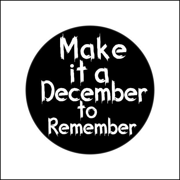 Wensetiket "Make it a December to Remember" – Mat Zwart, 46 mm (500 stuks) - Kadopapier.net