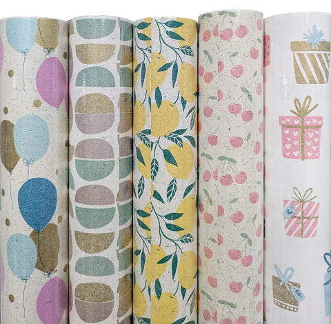 Assorti 5 rollen inpakpapier vrolijke mix - 70cm x 2m - FSC Mix - consumentenrol