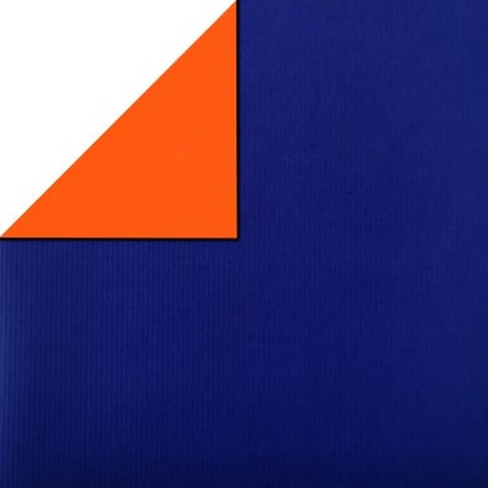 Effen mat kobaltblauw en oranje inpakpapier - Kadopapier.net