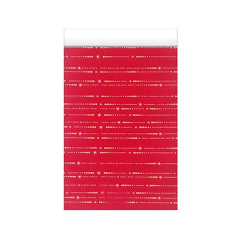 Kerstzakje rood met gouden sterrenregen - Kadopapier.net