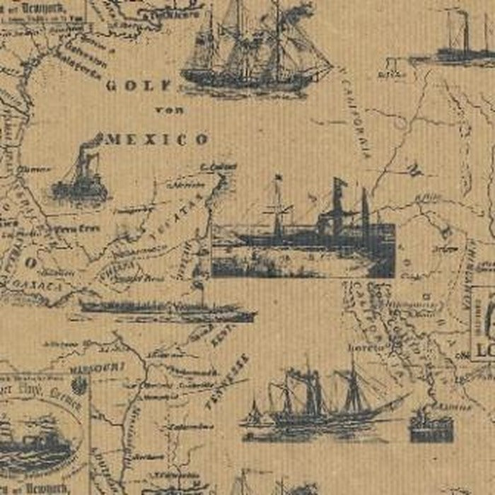 Kraft inpakpapier met vintage zeekaart - Kadopapier.net