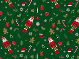 The Nutcracker rol kerstinpakpapier met notenkrakers op groen - Kadopapier.net